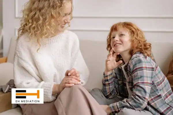 Happy mother and child after sorting child arrangements mediation Lincoln